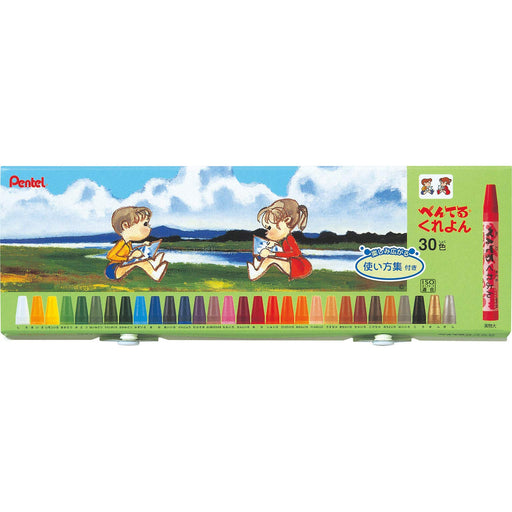 Pentel Ptcr-30 Colorful Crayon Set - 30 Colors with User Guide-Kiichin - The #1 Place for Japanese Goods in Your Hand!