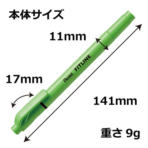 Pentel Fitline Light Green Highlighter SLW11-K Pack of 10-Kiichin - The #1 Place for Japanese Goods in Your Hand!