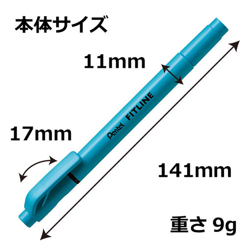 Pentel Sky Blue Fitline Highlighters Pack of 10 - SLW11-S Series-Kiichin - The #1 Place for Japanese Goods in Your Hand!