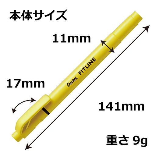 Pentel Fitline Yellow Highlighter SLW11-G Pack of 10 Pieces-Kiichin - The #1 Place for Japanese Goods in Your Hand!