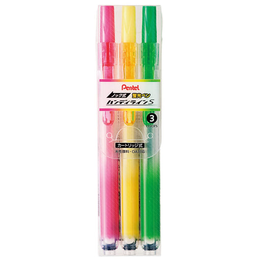 Pentel Retractable Handy Line S Highlighter 3 Color Set - SXNS15-3-Kiichin - The #1 Place for Japanese Goods in Your Hand!