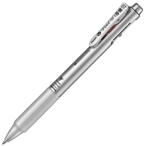 Pentel Feel 2+S 0.7 Ballpoint Pen Metallic Silver Multifunctional Design-Kiichin - The #1 Place for Japanese Goods in Your Hand!