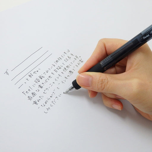 Pentel Feel 0.5 Clear Black Oil-Based Ballpoint Pen 10 Pack-Kiichin - The #1 Place for Japanese Goods in Your Hand!