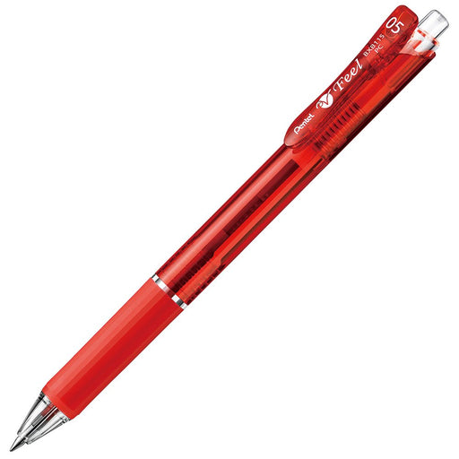 Pentel Feel 0.5 Clear Red 10-Pack Oil-Based Ballpoint Pens Bxb115-B-Kiichin - The #1 Place for Japanese Goods in Your Hand!