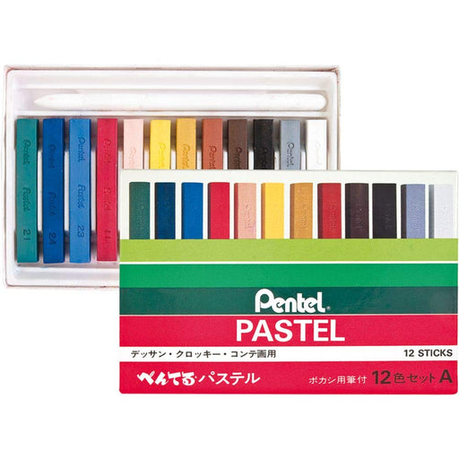 Pentel Pastel GA-12AD Set - 12 Vibrant Colors with Blurring Brush-Kiichin - The #1 Place for Japanese Goods in Your Hand!