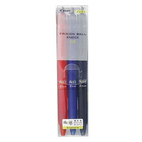 Pilot Frixion Ball Knock 1.0 - Disappearing Ink Ballpoint Pen 3 Colors - Lfbk69M3C-Kiichin - The #1 Place for Japanese Goods in Your Hand!