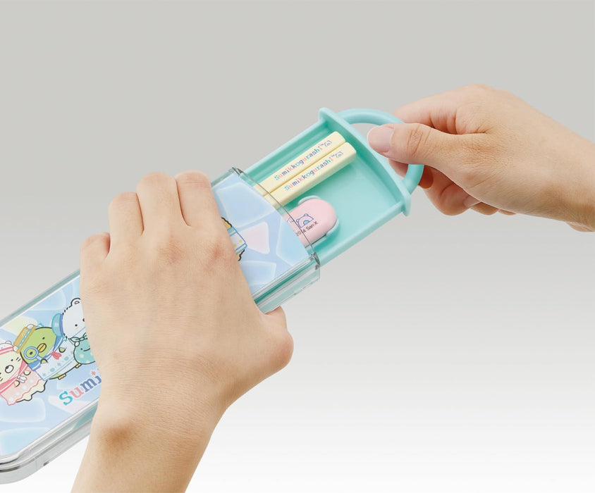 Skater Kids Lunch Box Set with Chopsticks & Spoon Slide-Type Antibacterial