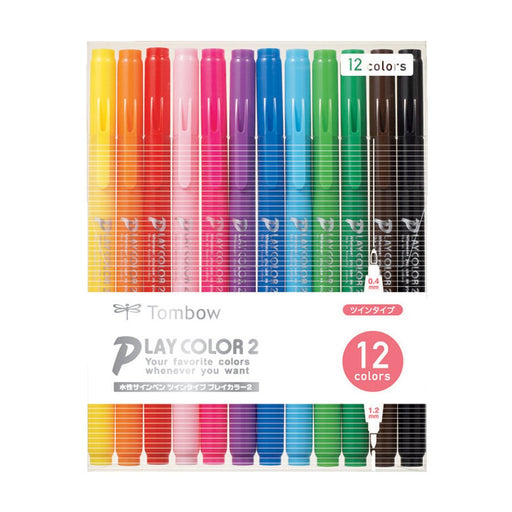 Tombow Play Color 2 Water Based Signature Pen Set 12 Colors - GCB-011-Kiichin - The #1 Place for Japanese Goods in Your Hand!