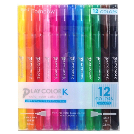 Tombow Water-Based Signature Pen Play Color K 12 Colors Set GCF-011-Kiichin - The #1 Place for Japanese Goods in Your Hand!