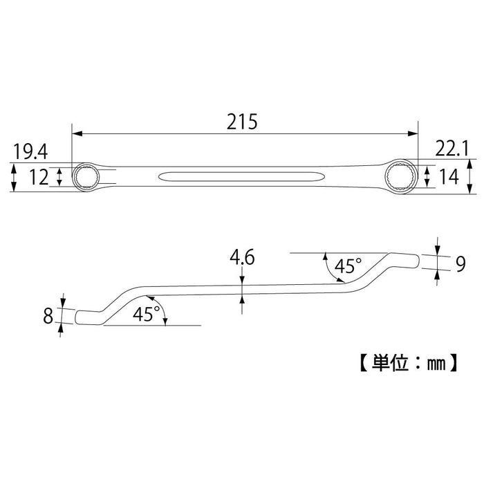Top Kogyo Double-Ended Box Wrench 12X14mm 45° Offset Forged - Made in Japan-Kiichin - The #1 Place for Japanese Goods in Your Hand!