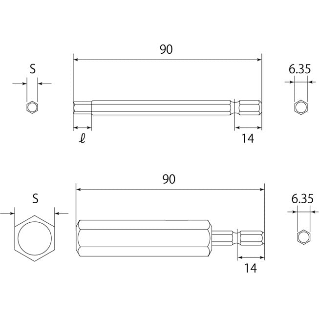 Top Kogyo Hex Bit for Drills 17mm x 90mm - Premium Construction Tool-Kiichin - The #1 Place for Japanese Goods in Your Hand!