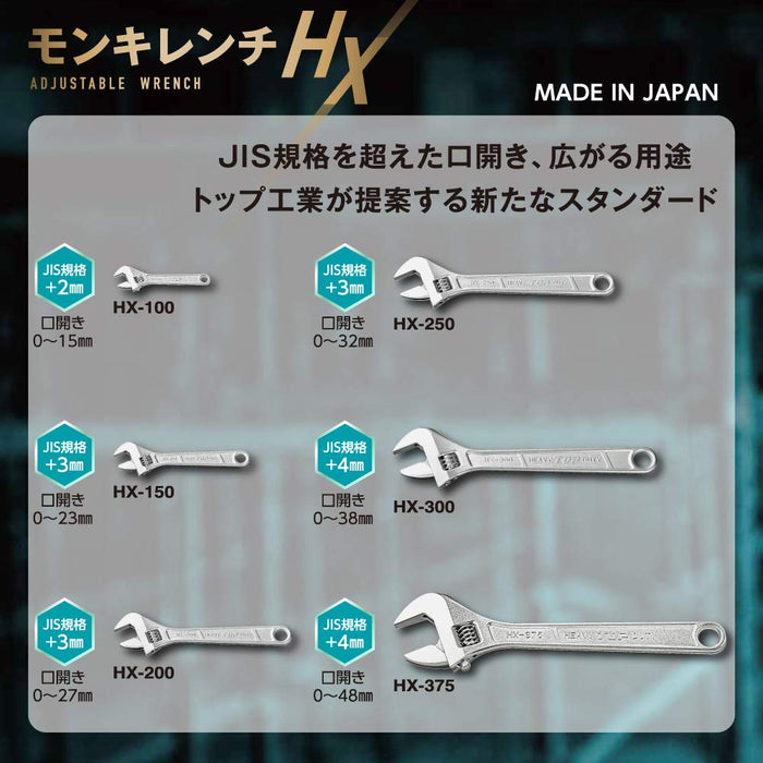 Top Kogyo HX-200 Monkey Wrench 0-27mm Jaw Heat-Treated Forged Tool-Kiichin - The #1 Place for Japanese Goods in Your Hand!