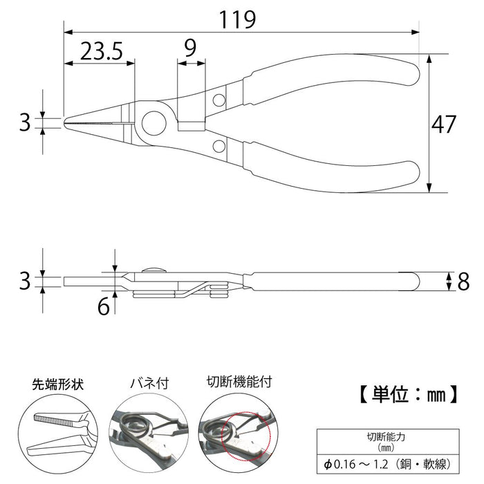 Top Kogyo Mini Radio Pliers 3mm Tip Stainless Steel Precision Repair-Kiichin - The #1 Place for Japanese Goods in Your Hand!