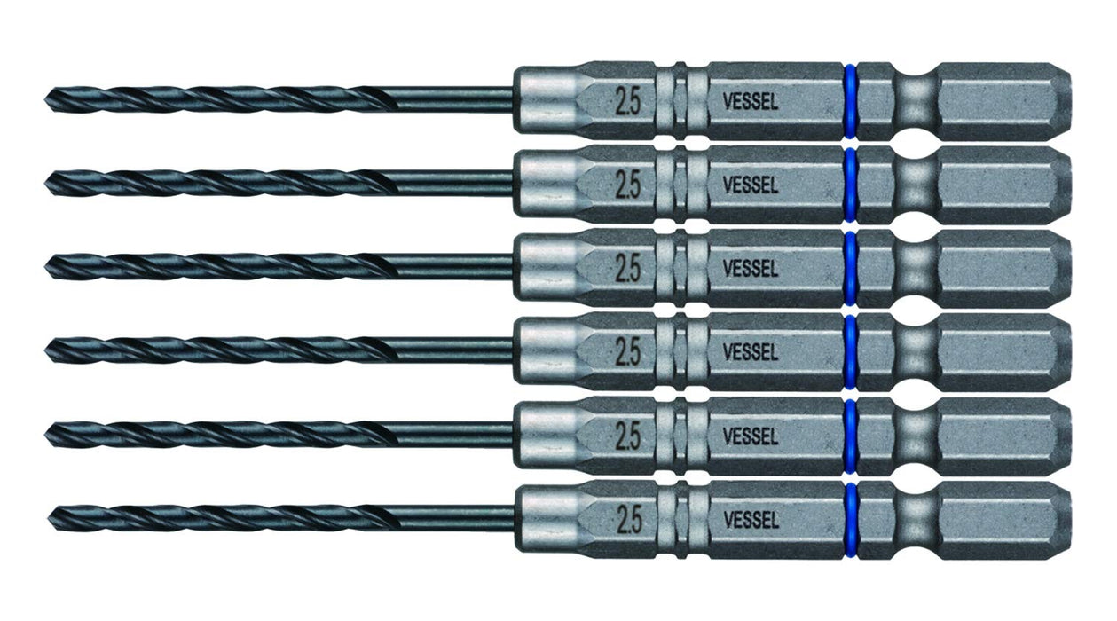 Vessel Metalwork Cushion Drill Set 6pc 2.5mm Bit AMD6P-2.5 Blue Ring-Kiichin - The #1 Place for Japanese Goods in Your Hand!