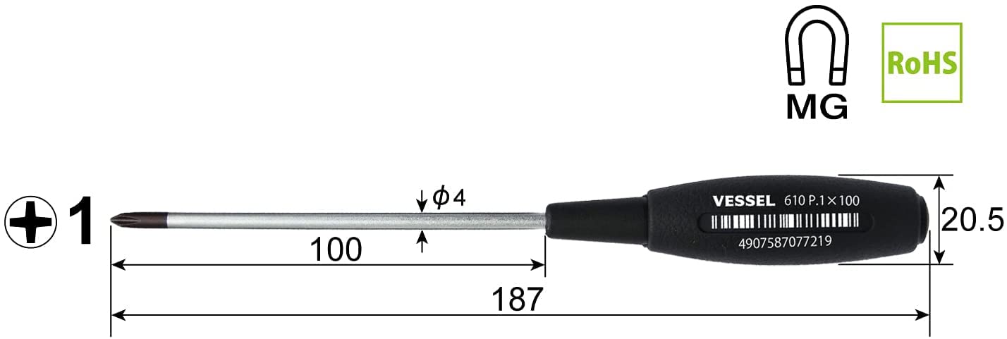 Vessel Cushion Grip Driver Thin Shaft Type One Plus 100 610 Series-Kiichin - The #1 Place for Japanese Goods in Your Hand!