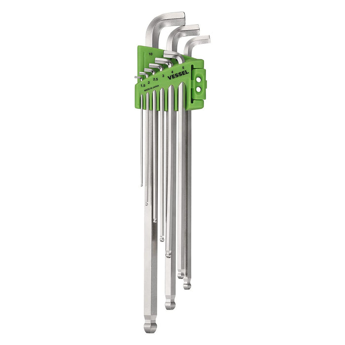 Vessel 8209Bp-L Hexagonal Bar Ball Point 9-Set Wrench Set Short Shaft Long Type-Kiichin - The #1 Place for Japanese Goods in Your Hand!