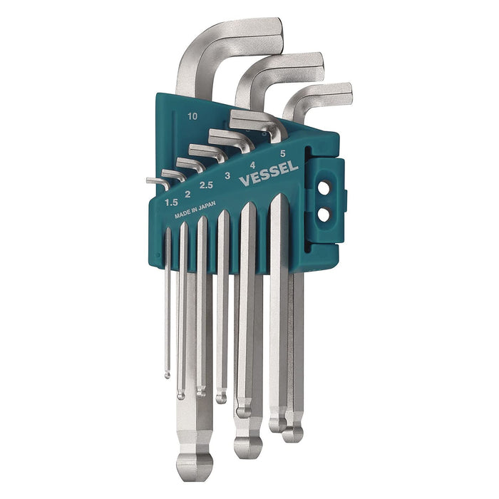 Vessel Hexagonal L Type Bar Ball Point Wrench Set - Short Shaft Set of 9 8209Bp-S-Kiichin - The #1 Place for Japanese Goods in Your Hand!
