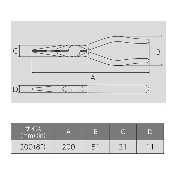 Victor 200mm Long Nose Pliers with Molded Cover 282A-200-Kiichin - The #1 Place for Japanese Goods in Your Hand!