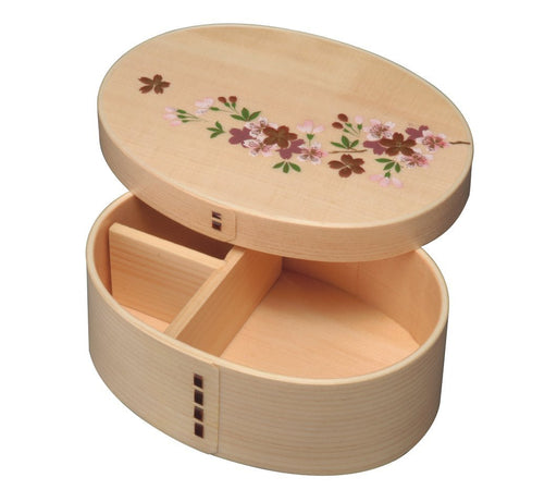 Yamaya Lacquerware Shop Sakura Wooden Bentwood Lunch Box with Divider-Kiichin - The #1 Place for Japanese Goods in Your Hand!