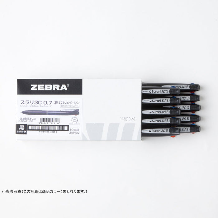Zebra 10-Piece 3-Color Ballpoint Pen Set 0.7 Tip Transparent - Specific Model B-B3A11-C-Kiichin - The #1 Place for Japanese Goods in Your Hand!