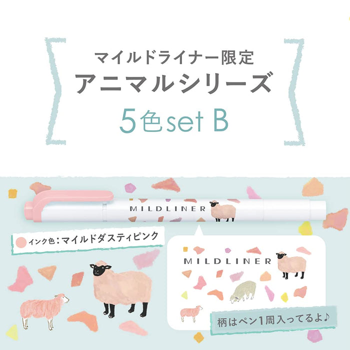 Zebra Mild Liner Highlighter Set 5 Color Assortment B - Zebra Wkt7-As-5C-B-Kiichin - The #1 Place for Japanese Goods in Your Hand!