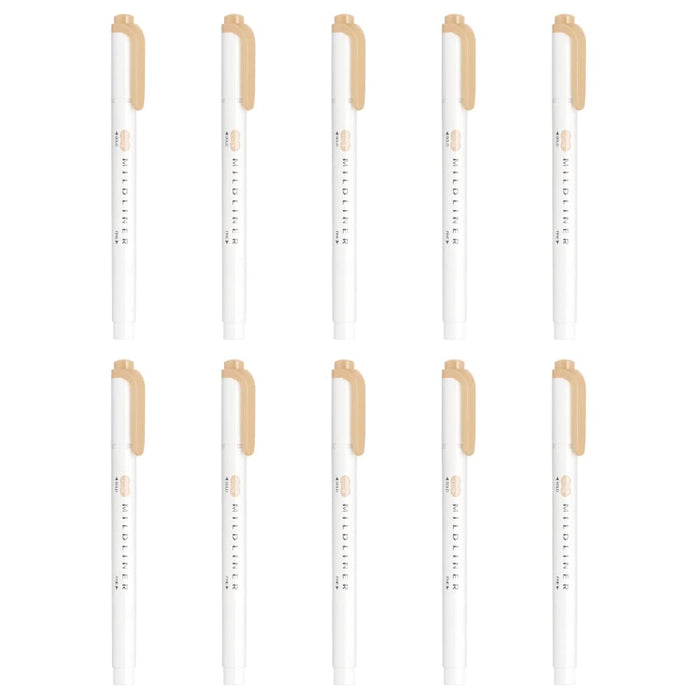 Zebra Mild Beige Highlighter Liner Pack of 10 - Zebra B-WKT7-MBE-Kiichin - The #1 Place for Japanese Goods in Your Hand!