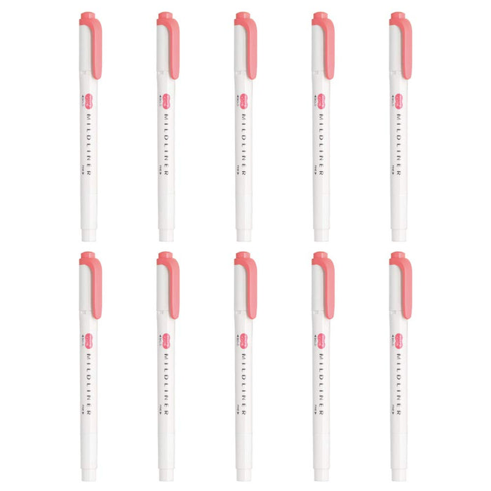 Zebra Coral Pink Mild Liner Highlighter - Pack of 10 Pieces-Kiichin - The #1 Place for Japanese Goods in Your Hand!