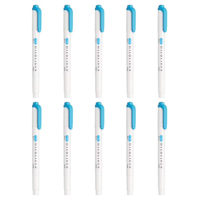 Zebra Mild Cyan Highlighter Liners Pack of 10 - Zebra B-Wkt7-Mcya-Kiichin - The #1 Place for Japanese Goods in Your Hand!