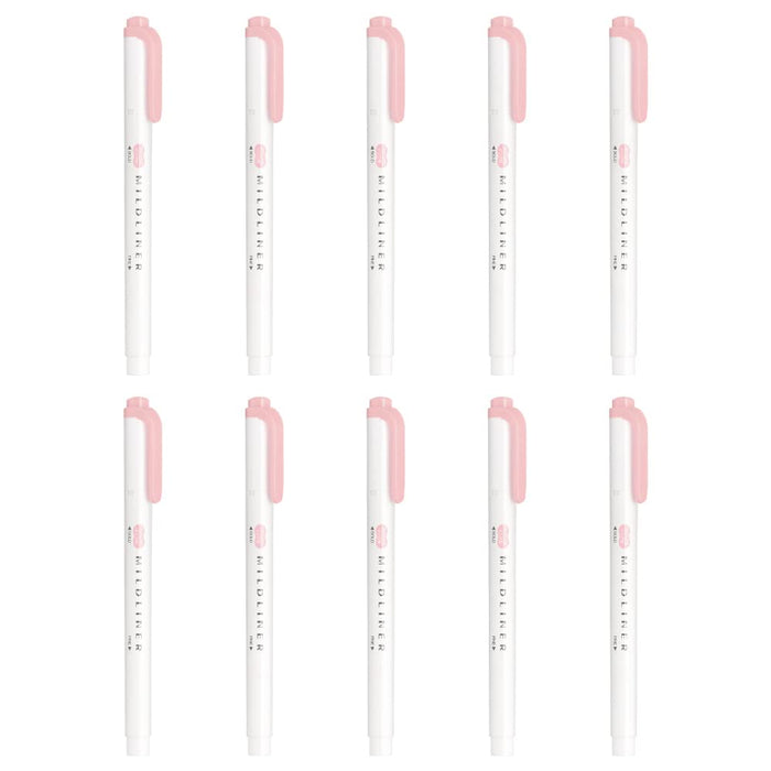 Zebra Mildliner Highlighter Set Dusty Pink Pack of 10 - B-WKT7-MDP Zebra-Kiichin - The #1 Place for Japanese Goods in Your Hand!