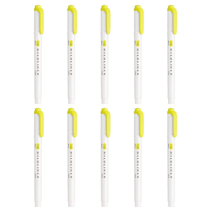 Zebra Mild Liner Lemon Yellow Highlighter 10-Piece Pack - B-WKT7-MLY-Kiichin - The #1 Place for Japanese Goods in Your Hand!