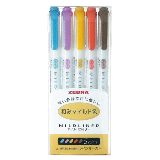 Zebra Mildliner Soft Highlighter Set 5 Mild Colors - Zebra Rc5 Wkt7-5C-Rc-Kiichin - The #1 Place for Japanese Goods in Your Hand!