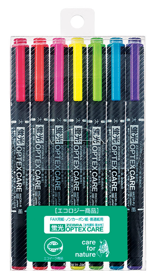 Zebra Optex Care Highlighter Set 7 Vibrant Colors Wkcr1-7C - Variety Pack-Kiichin - The #1 Place for Japanese Goods in Your Hand!