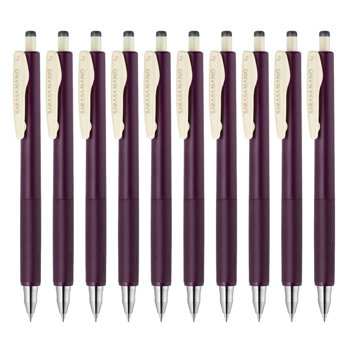 Zebra Gel Ballpoint Pen Sarasanano 0.3mm Pack of 10 Bordeaux Purple - B-Jjh72-Vbp-Kiichin - The #1 Place for Japanese Goods in Your Hand!