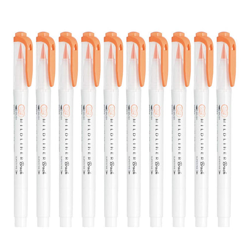 Zebra Mild Liner Brush Highlighter 10-Piece Set in Mild Apricot B-Wft8-Map-Kiichin - The #1 Place for Japanese Goods in Your Hand!