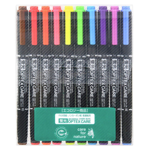 Zebra Optex Care Highlighter Set Vibrant 10 Colors Wkcr1-10C-Kiichin - The #1 Place for Japanese Goods in Your Hand!