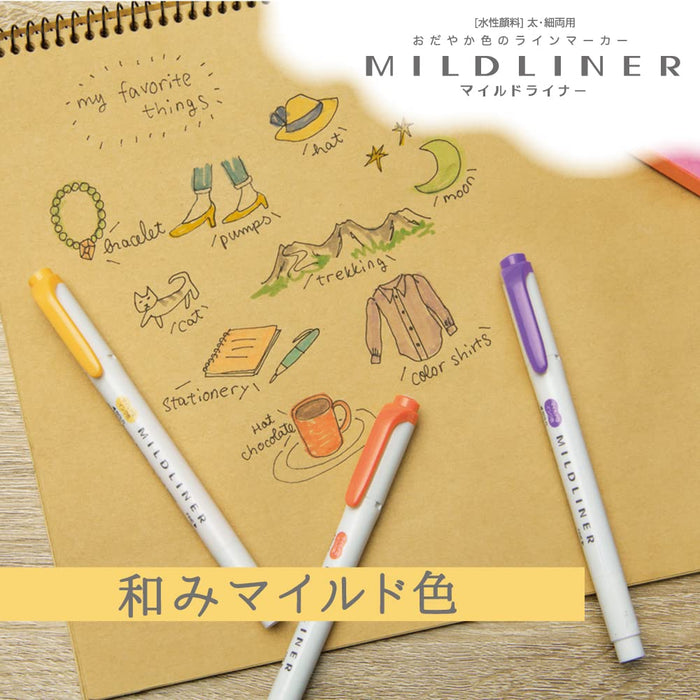 Zebra Brand Highlighter Pen Mild Liner Soft Color 5-Pack RC5- WKT7-5C-RC-N-Kiichin - The #1 Place for Japanese Goods in Your Hand!