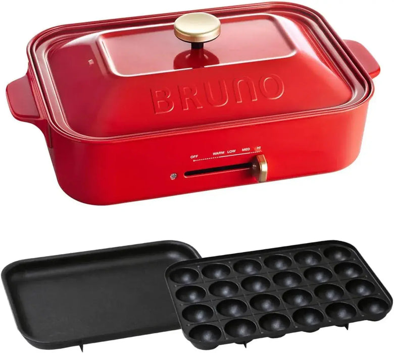 Bruno Compact Hot Plate - Red - Flat & Takoyaki Plates - 4514499105796