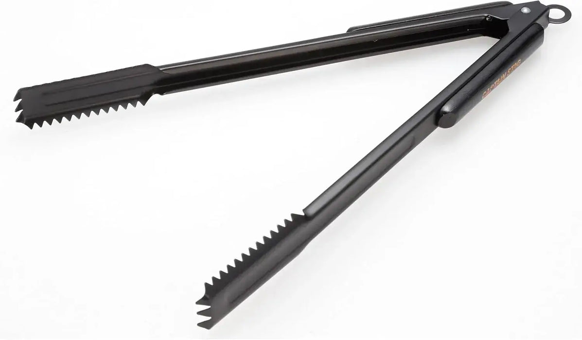 Captain Stag Outdoor BBQ Tongs Charcoal Scissors Wood Grip Stainless Steel - 35cm Black Titanium - 4560464296303