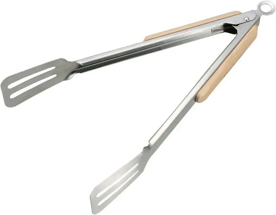 Captain Stag Outdoor BBQ Tongs Charcoal Scissors Wood Grip Stainless Steel - 30cm Turner - 4560464270693