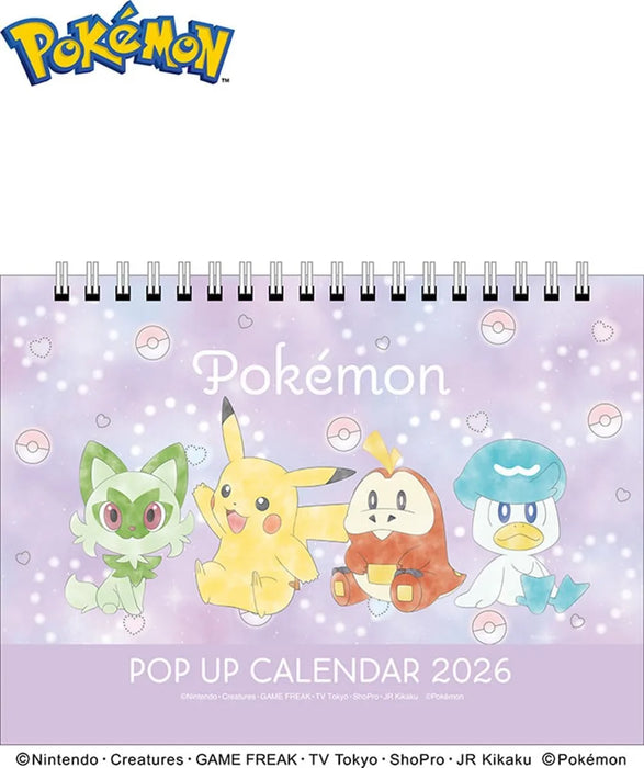 Ensky Pop-Up Tabletop Pokemon 2026 Calendar 5.5 x 7.9 Inches