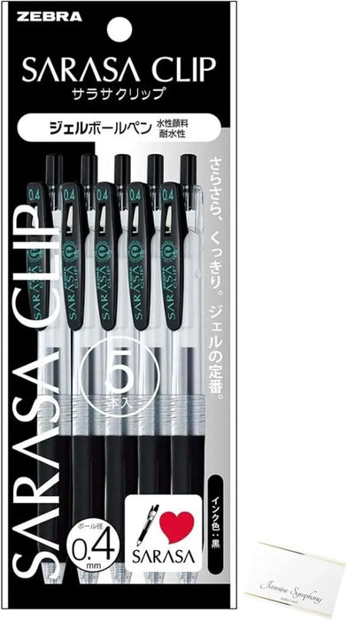Jasmine Symphony Zebra Sarasa Gel Pens Black 0.4mm 5 Pack