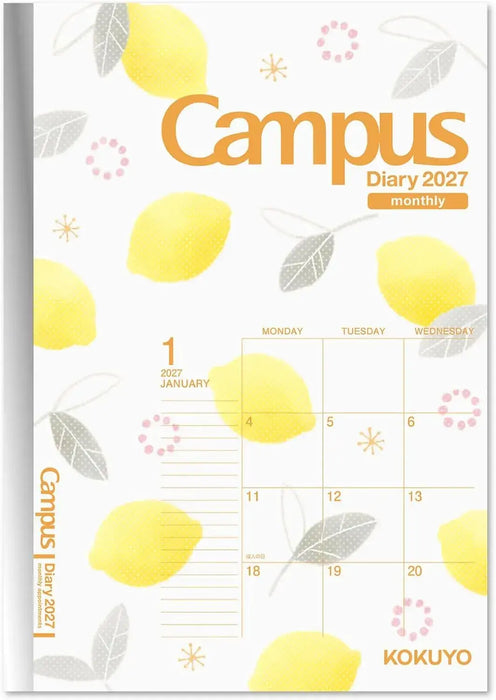 Kokuyo Campus Monthly Block Diary Planner - Garden Lemon Pattern B6 - 4901480443560