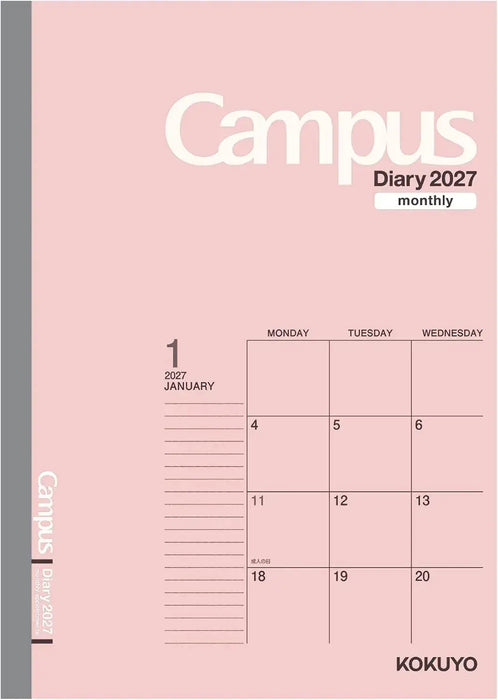 Kokuyo Campus Monthly Block Diary Planner - Pink-Semi B5 - 4901480443539
