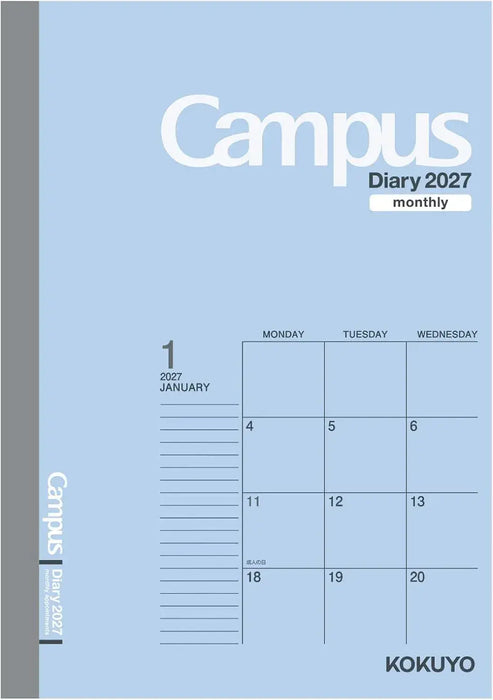 Kokuyo Campus Monthly Block Diary Planner - Blue-B6 - 4901480443515