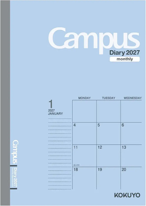 Kokuyo Campus Monthly Block Diary Planner - A6 Blue - 4901480443522