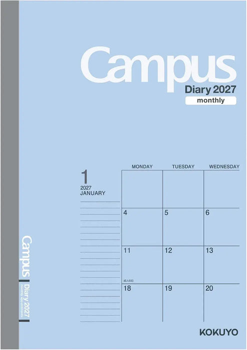 Kokuyo Campus Monthly Block Diary Planner - Blue A5 - 4901480443508