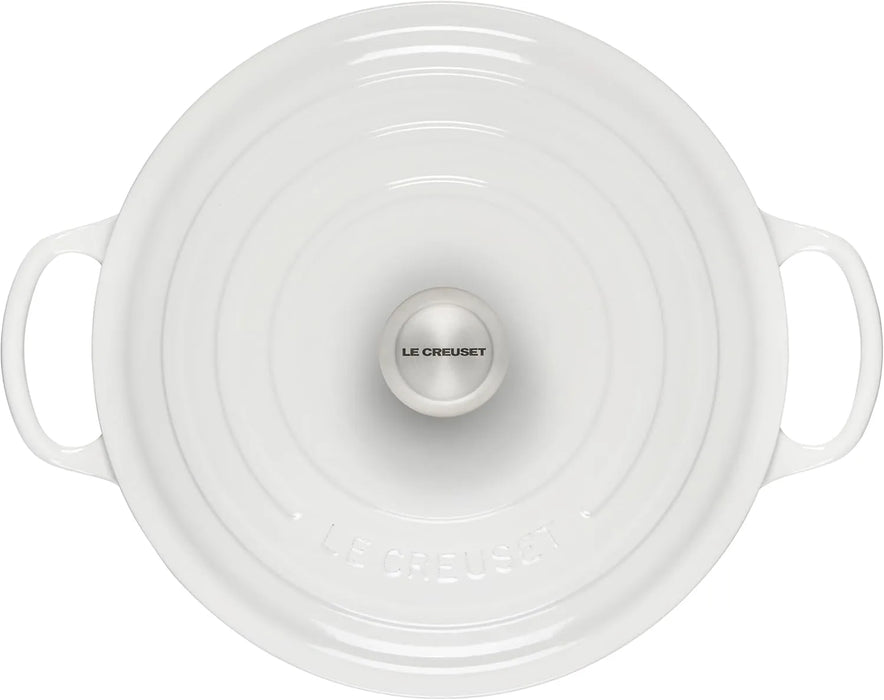 Le Creuset Signature Enameled Cast Iron Wide Round Dutch Oven 6.75 Qt White Le Creuset