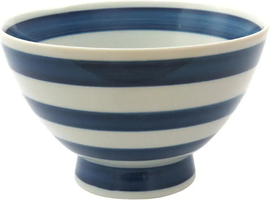 Nishitomi Ceramic Ware Hasami Border Rice Bowl - Blue - 4534891455572
