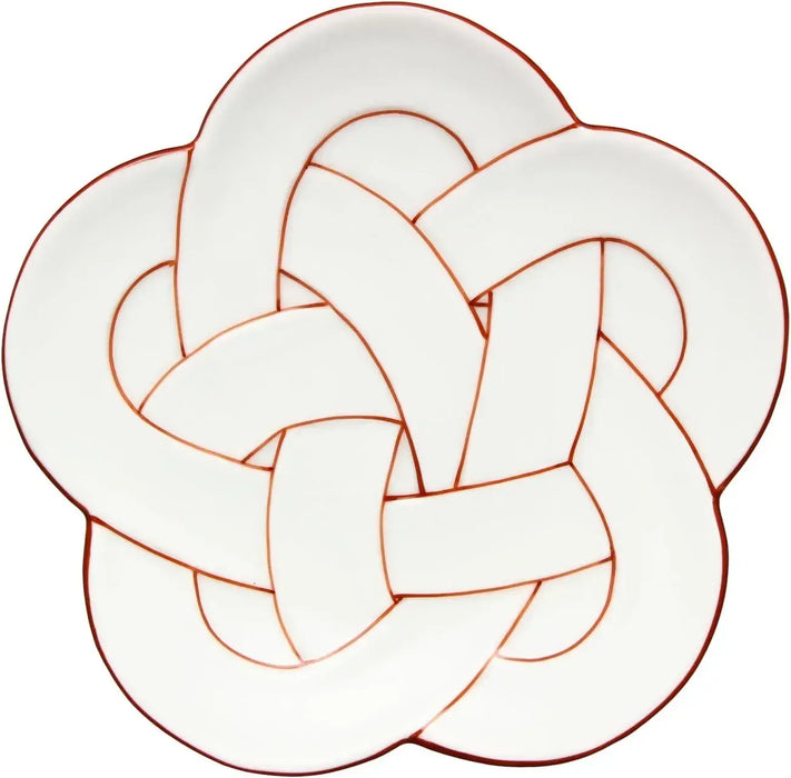 Nishitomi Geological Ceramics Arita Ware Plum Knot Plate - Red Serving - 4534891449878