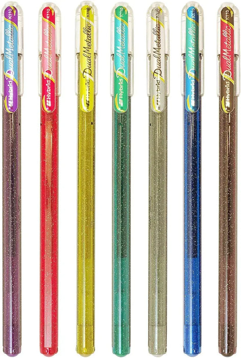 Pentel Hybrid Dual Metallic Glitter Ballpoint Pen Gold 1mm